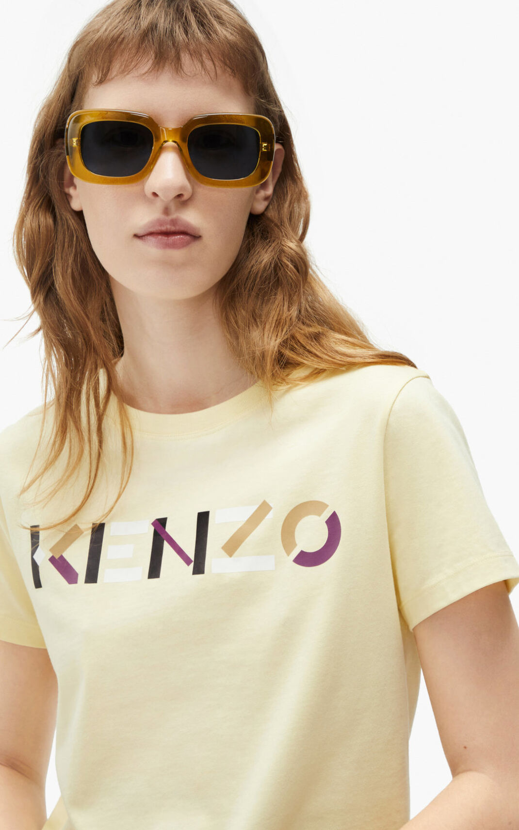 Camisetas Kenzo with multicoloured logo Mujer Creme MLC740923